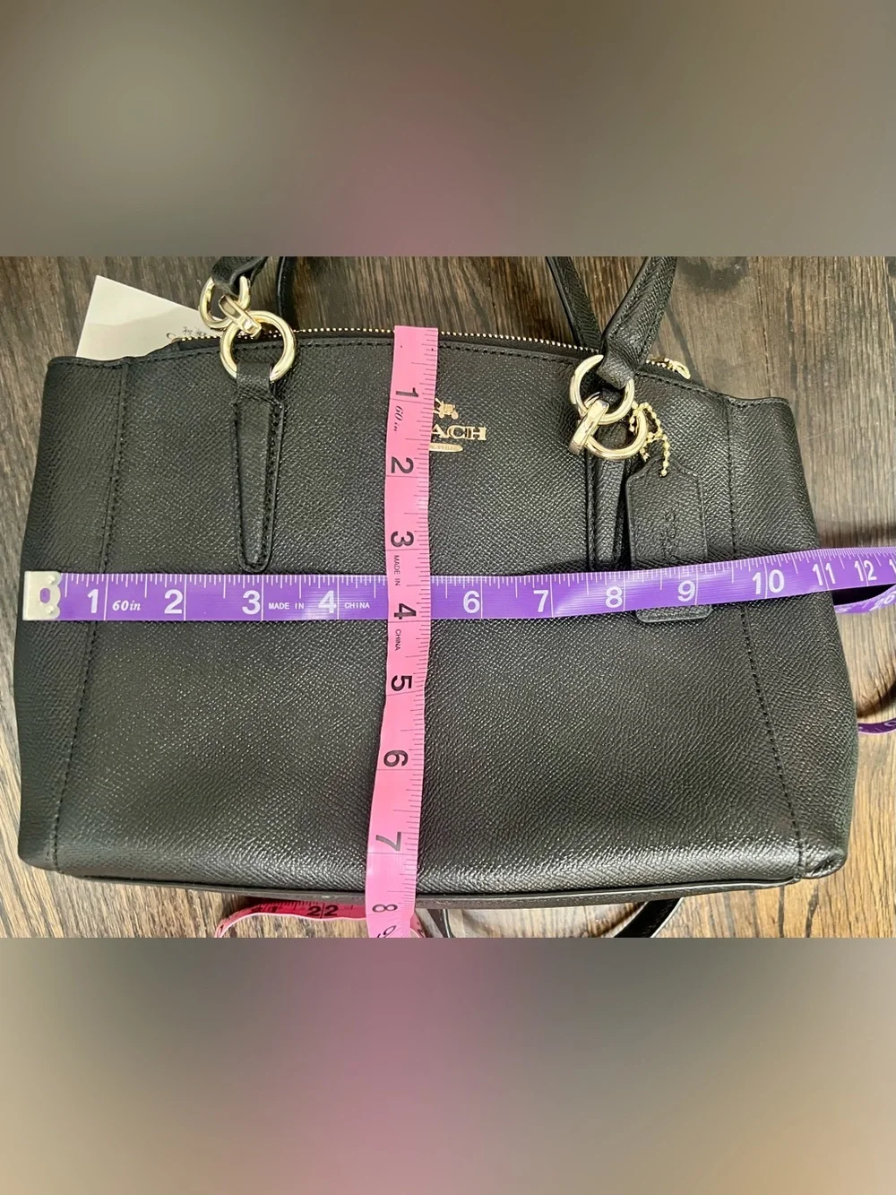 Coach Mini Christie Carryall Black Crossbody Satchel Pebbled Leather NWT